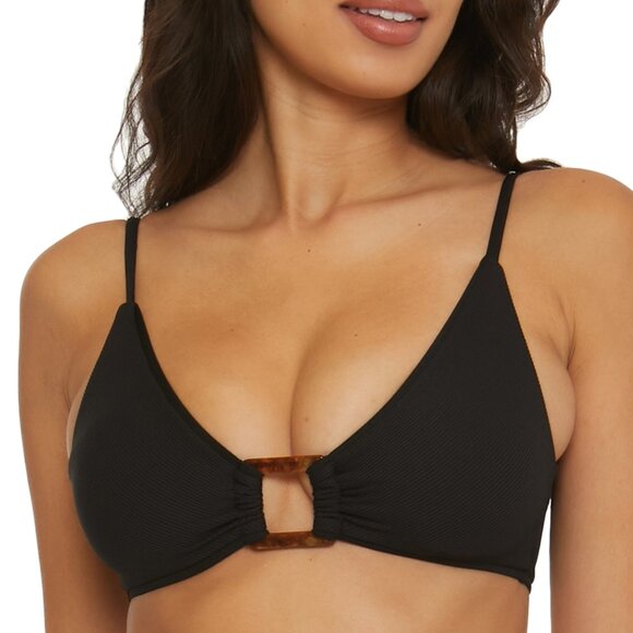 BECCA Other - Becca Women's Modern Edge Convertible Ribbed Bikini Top Bra Size M Black